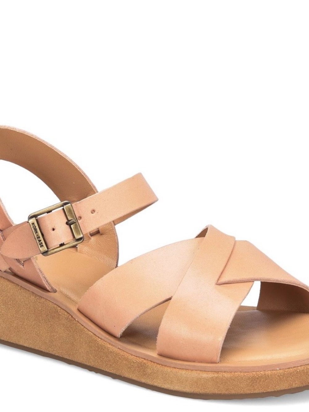 Womens Kork-Ease Leather Crisscross Ankle Strap Sandal